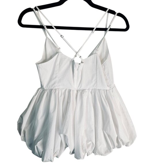 Cinq À Sept XS White Cotton Blend Bubble Hem Sleeveless Top - Picture 2 of 10